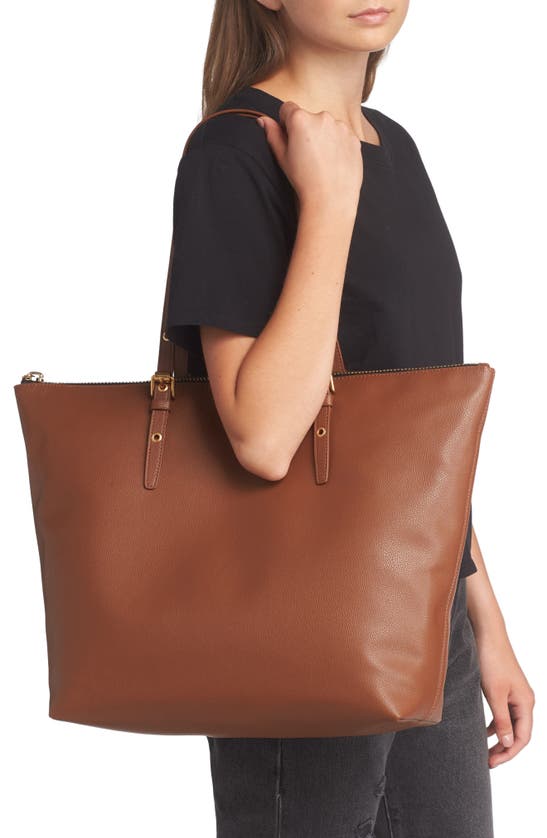 Rebecca Minkoff Chunky Leather Zip Tote In Tobacco