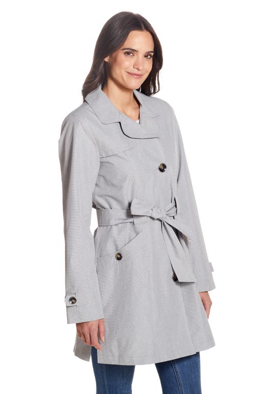 Gallery Belted Raincoat In Black/white