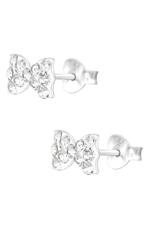 Lily Nily Kids' Crystal Bow Stud Earrings In White