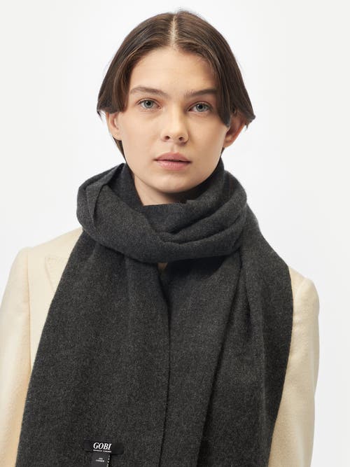 Gobi Cashmere Oversized Cashmere Woven Scarf In Charcoal