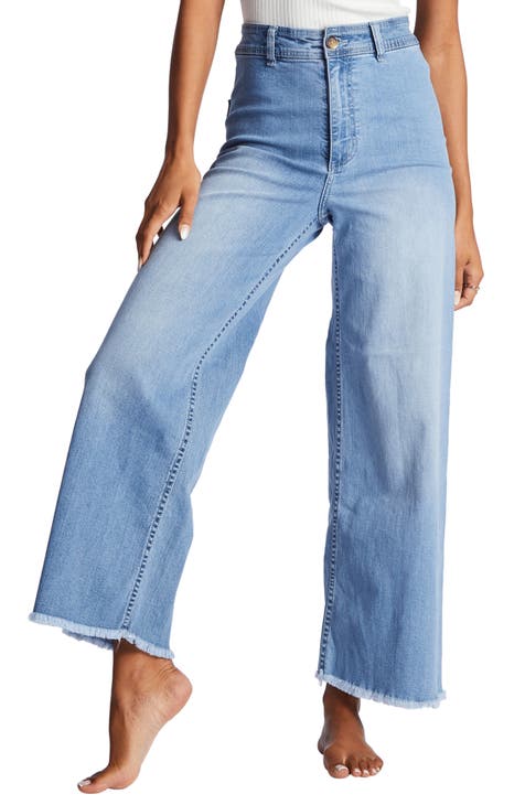 Wide Leg Jeans For Women Stretch High Wasited Elastic Waist Bell