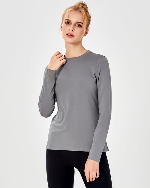 Shop Rebody Active Pima Going Long Sleeve Top In Stone Olive