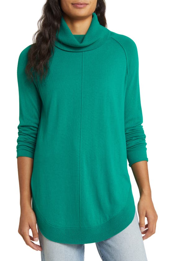 Caslon Turtleneck Tunic Sweater In Green Ultra