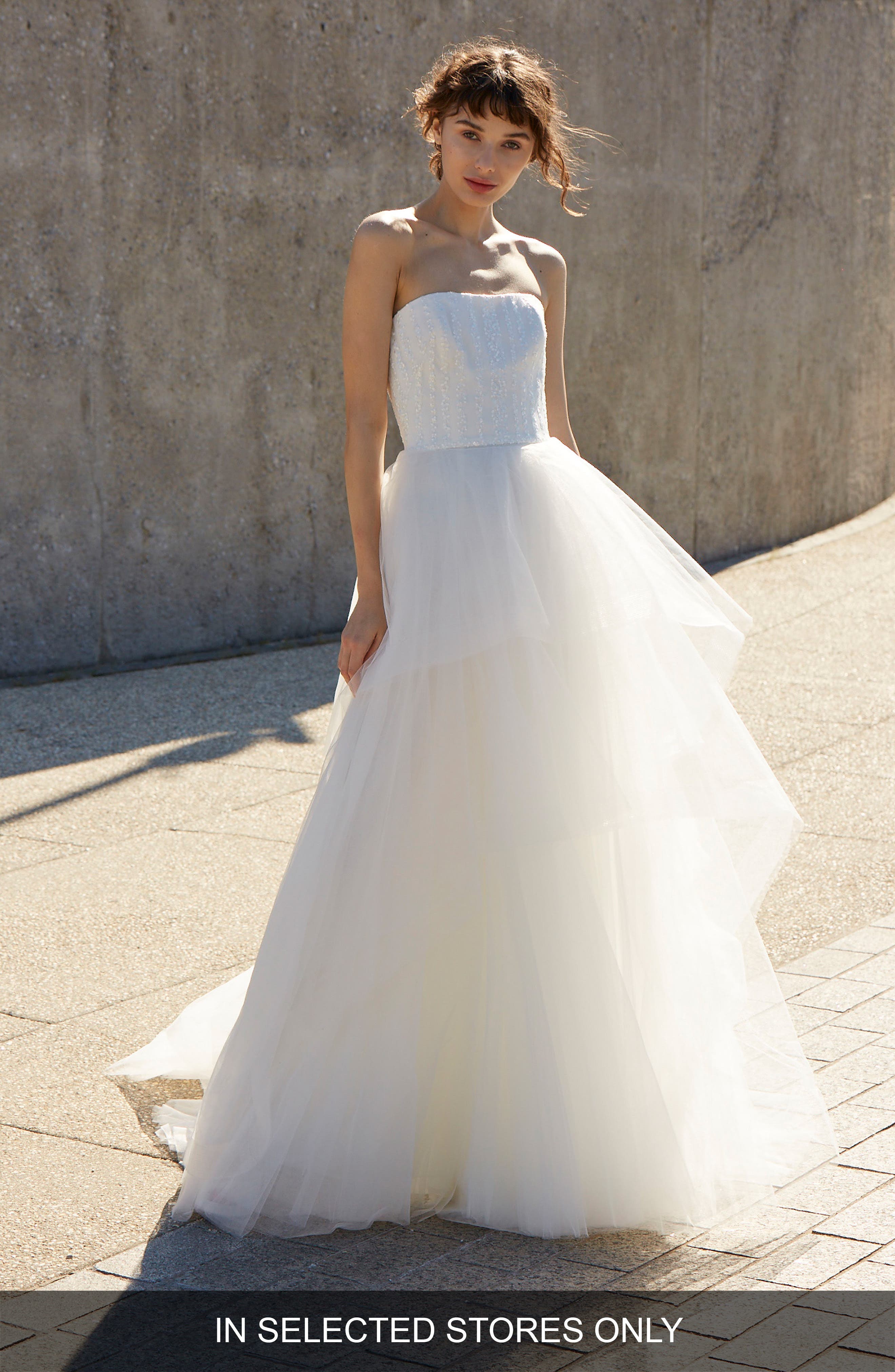 Nouvelle Amsale Jemma Strapless Sequin Bodice Ballgown, Ivory