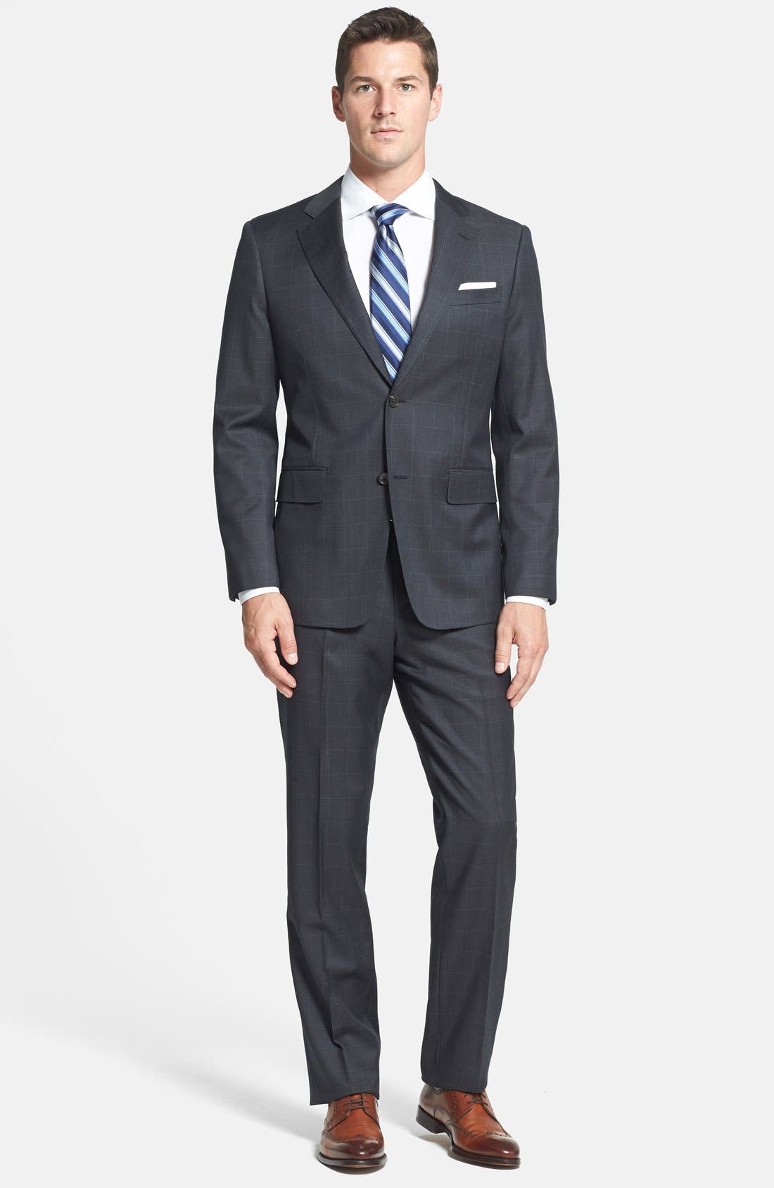John W. Nordstrom® Classic Fit Windowpane Wool Suit Nordstrom