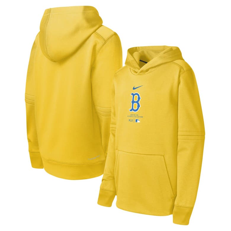Shop Nike Youth  Gold Boston Red Sox City Connect Practice Graphic Performance Pullover Hoodie
