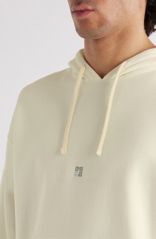 Shop Givenchy Embroidered Logos Boxy Fit Cotton Hoodie In Ivory