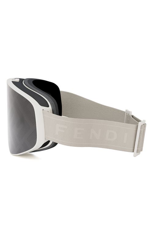 Shop Fendi Ski Mask With Logo Mirrored Lens In Grey/smoke Mirror