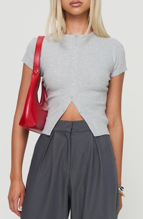 Princess Polly Suzu Short Sleeve Cardigan In Grey