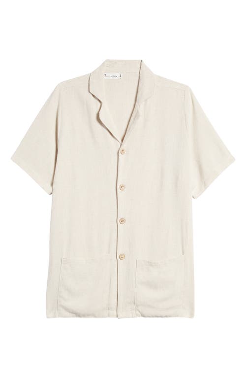 King + Lola Cotton & Linen Button-Up Shirt in Tan