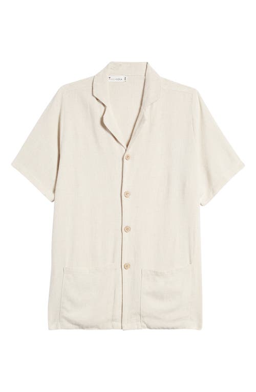 King + Lola Cotton & Linen Button-Up Shirt Tan at Nordstrom,