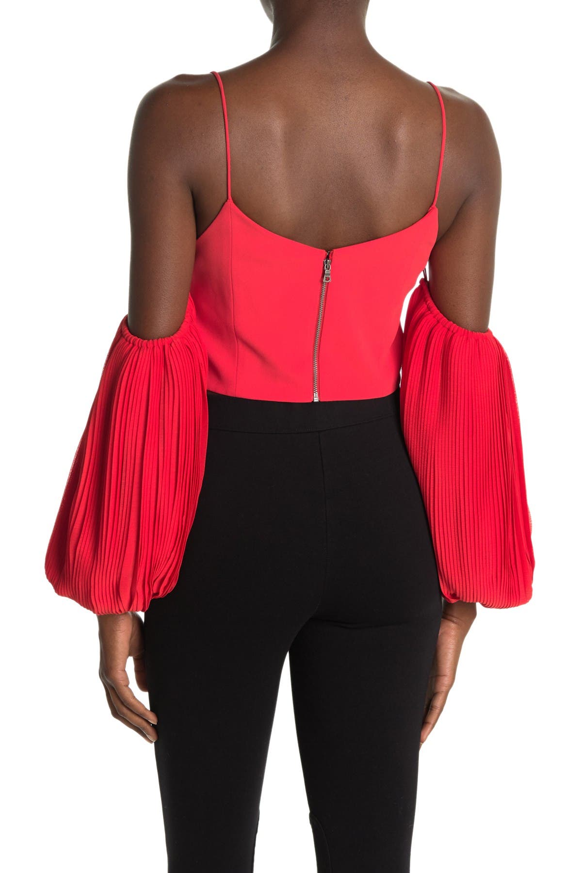 Alice And Olivia Kamila Off-the-shoulder Cropped Top In Medium Red8