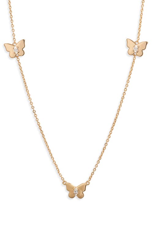 Butterfly Station Necklace in Gold