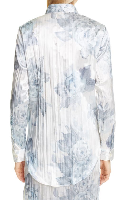 Shop Acne Studios Sophi Shiny Floral Print Shirt In Blue