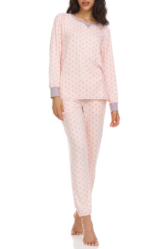 Flora Nikrooz Marian Printed Dreamy Sweater Knit Pajama Set In Pink