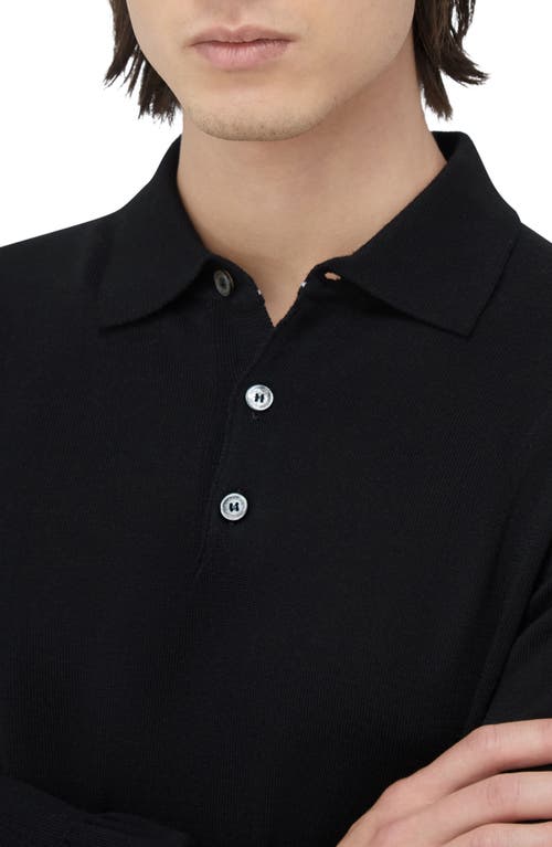 Shop Bugatchi Merino Wool Polo Sweater In Black