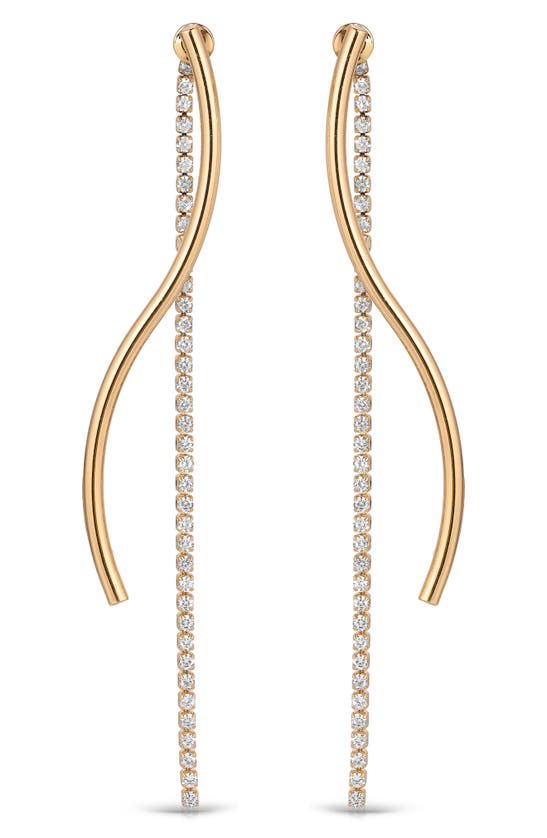 Ettika Swerve Cubic Zirconia Front/back Earrings In Gold