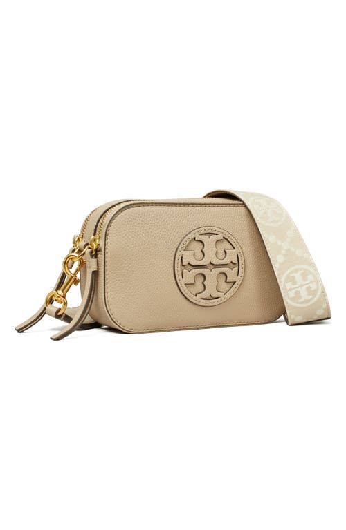 Shop Tory Burch Mini Miller Leather Crossbody Bag In Fresh Clay