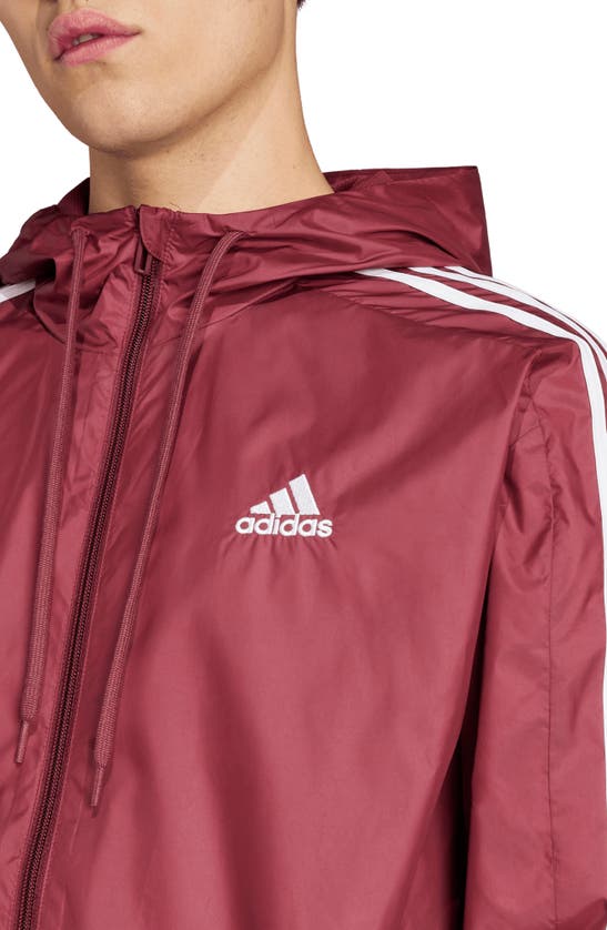 Shop Adidas Originals Adidas 3-stripes Hooded Windbreaker Jacket In Shadow Red