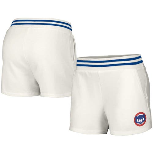 Women's Lusso White Chicago Cubs Maeg Tri-Blend Pocket Shorts
