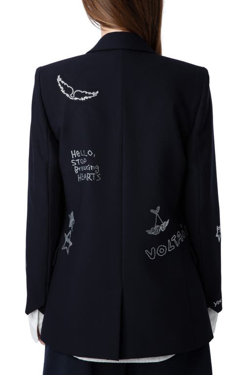 Shop Zadig & Voltaire Valse Diamante Detail Jacket In Encre