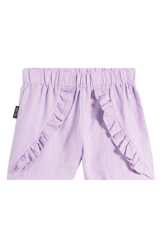 Shop Tiny Tribe Kids' Ruffle Cotton Shorts In Lilac