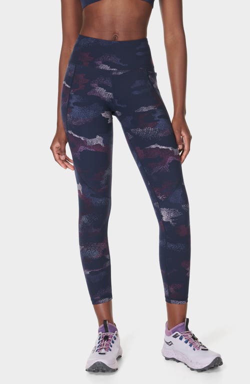 Sweaty Betty Power Workout Ankle Leggings in Blue Spray Camo Print 