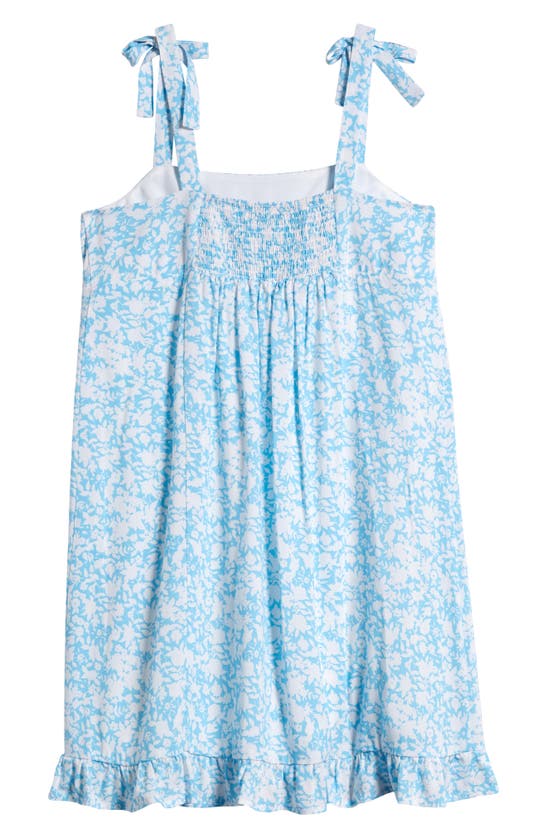 Shop Love, Fire Kids' Tie Shoulder Ruffle Hem Dress In Blue Ditsy Floral