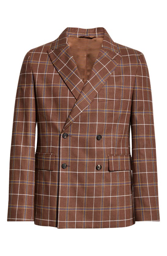 Shop Bode Dunham Plaid Double Breasted Sport Coat In Brown Multi