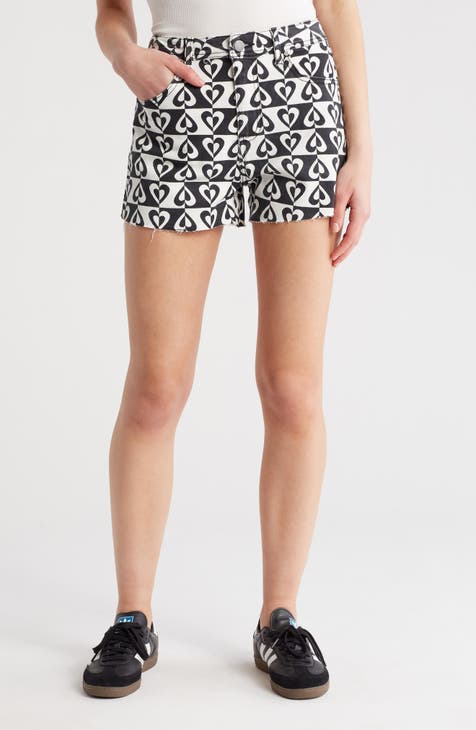 Print Relaxed Denim Shorts