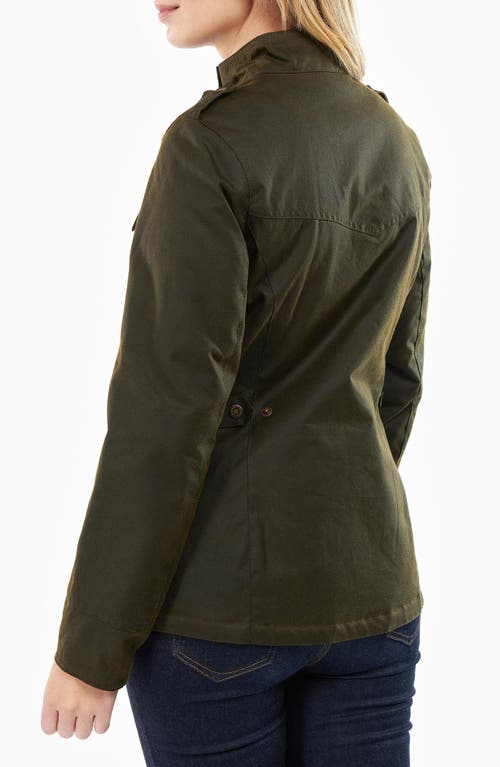 Barbour Winter Defense Water Reistant Waxed Cotton Jacket In Olive/classic