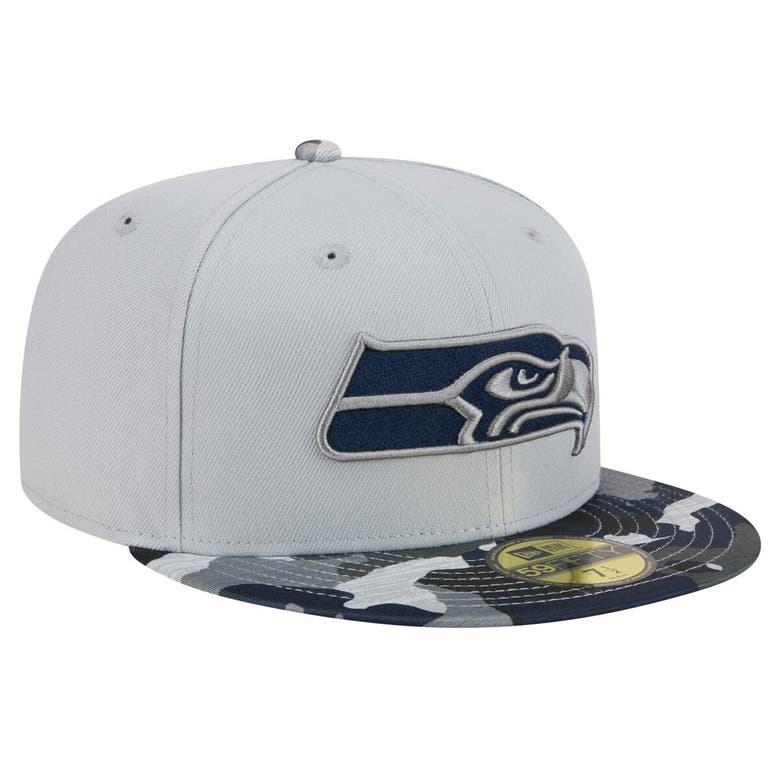 Shop New Era Gray Seattle Seahawks Active Camo 59fifty Fitted Hat