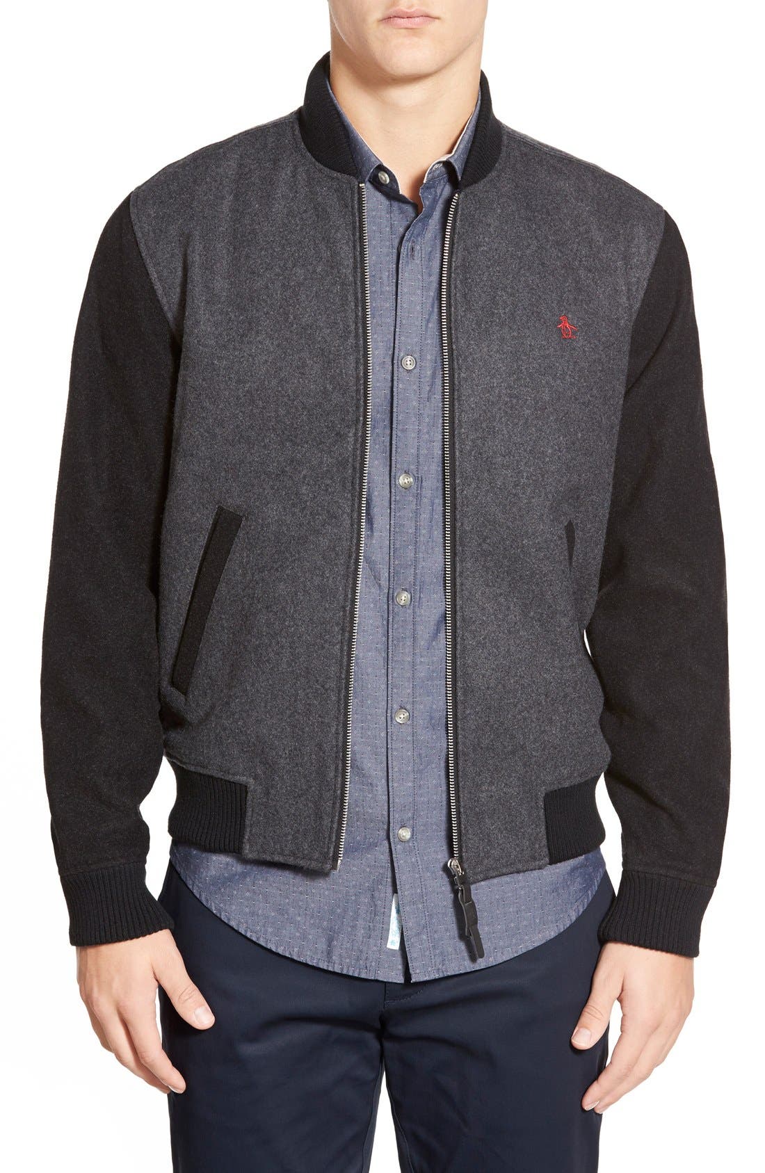Original Penguin Two Tone Wool Blend Bomber Jacket Nordstrom