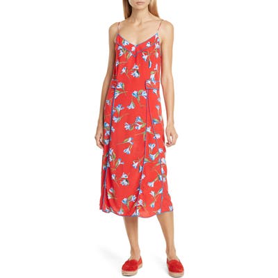 Rag & Bone Hugo Piped Floral Midi Dress, Red