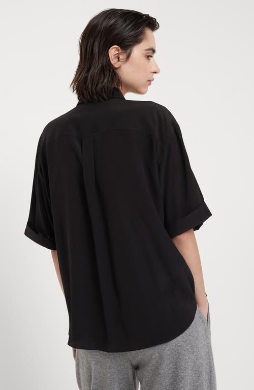 Shop Brunello Cucinelli Crêpe De Chine Shirt In Black