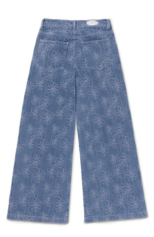 Shop Honor The Gift Floral Wide Leg Jeans In Light Blue