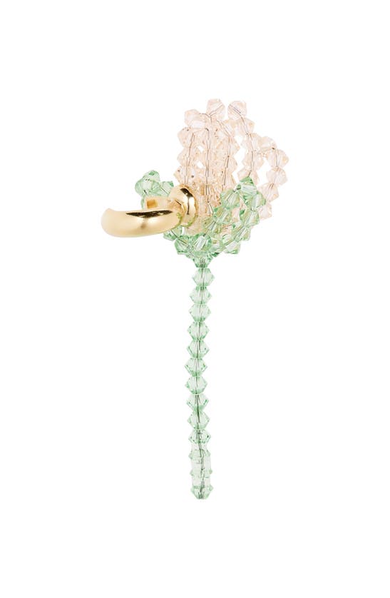 Shop Simone Rocha Crystal Bead Flower Ear Cuff In Mint