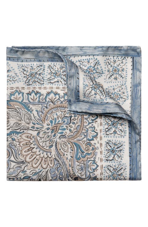 Eton Paisley Silk Pocket Square In Blue