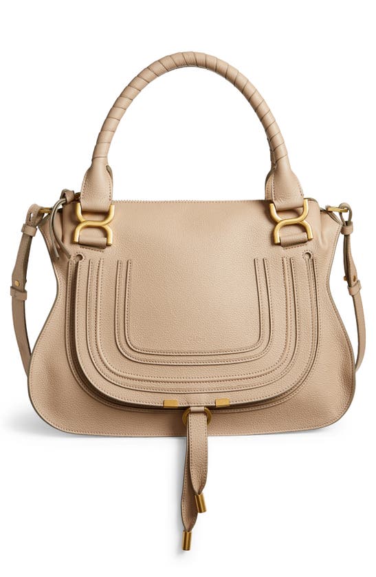 Chloé Medium Marcie Leather Satchel In 28u Nomad Beige