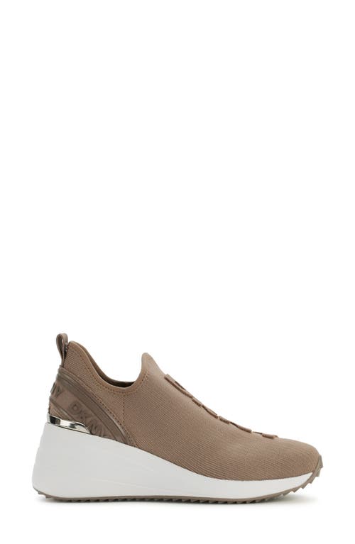 Shop Dkny Keeva Wedge Knit Sneaker In Ash