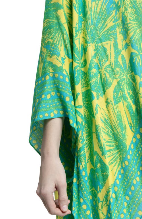 Saachi Tropical Woodblock Short Duster In Blue Combo