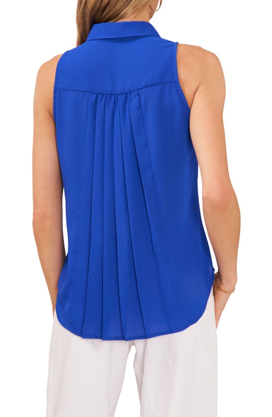 Shop Vince Camuto Sleeveless Button-up Shirt In Sapphire Blue
