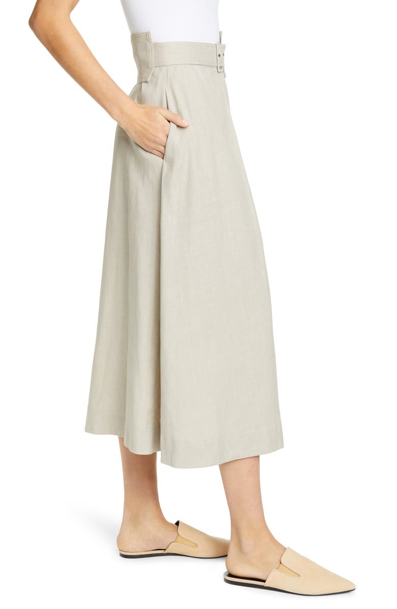 Fabiana Filippi Belted Stretch Linen & Cotton Midi Skirt, Alternate, color, 