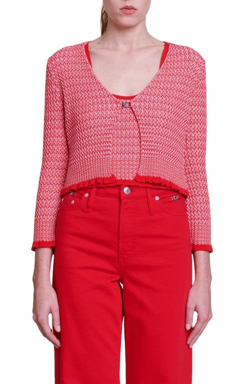 maje Minimaille Herringbone Two-Piece Cardigan & Shell Set Red at Nordstrom,