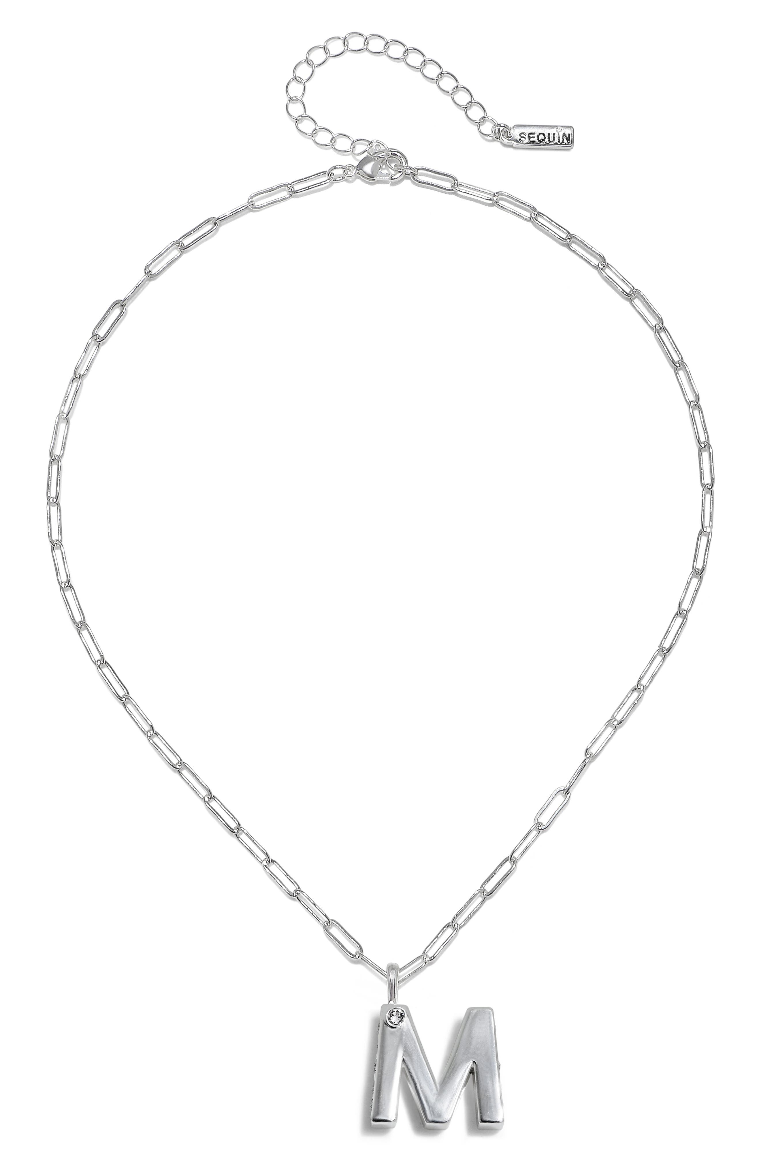 Sequin Poppy Initial Pendant Necklace 
