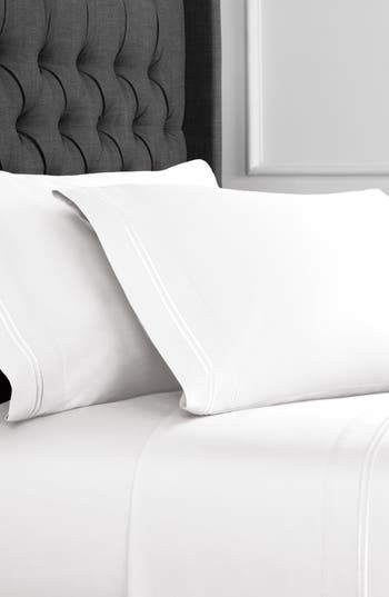MELANGE HOME MELANGE HOME DUAL STRIPE EMBROIDERED 600 THREAD COUNT COTTON SHEET SET