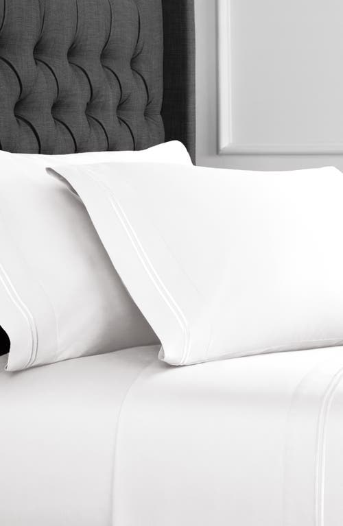 MELANGE HOME MELANGE HOME DUAL STRIPE EMBROIDERED 600 THREAD COUNT COTTON SHEET SET 