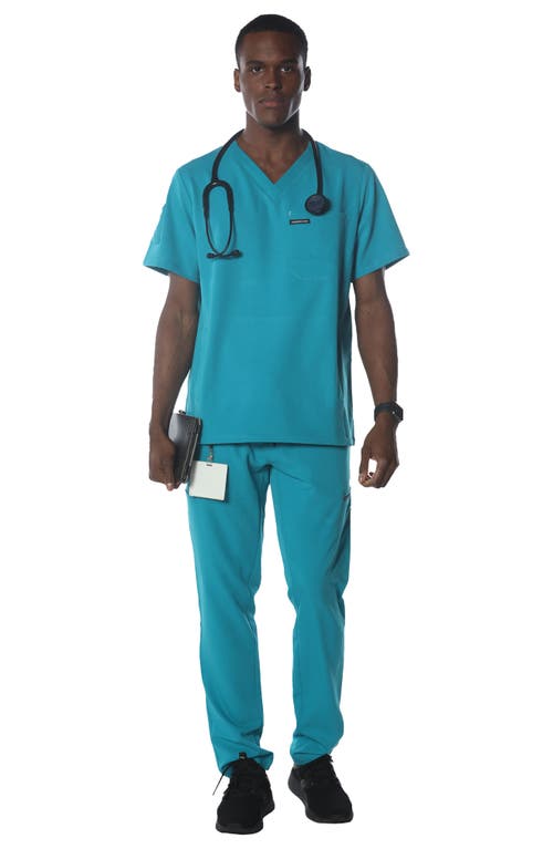 Members Only Manchester 3-pocket Scrub Top In Teal