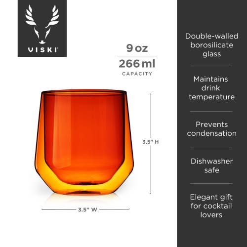 Viski Aurora Double Walled Tumblers Set Of 2 In Orange