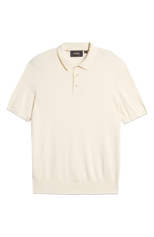 Shop Hugo Boss Boss Darco Rib Silk & Cotton Polo In Off White